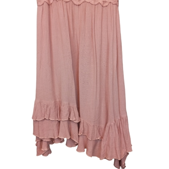 Free People Adella Boho Crochet Slip Mini Dress Rose Size Medium - Picture 8 of 13